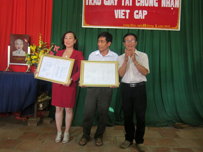 Tổ hợp tác sản xuất nhãn Long Hòa, huyện Bình Đại tái chứng nhận VietGAP